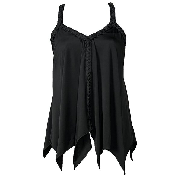 Sky | Y2K Braided Strap Handkerchief Hem Tank Top | S - Picture 1 of 6